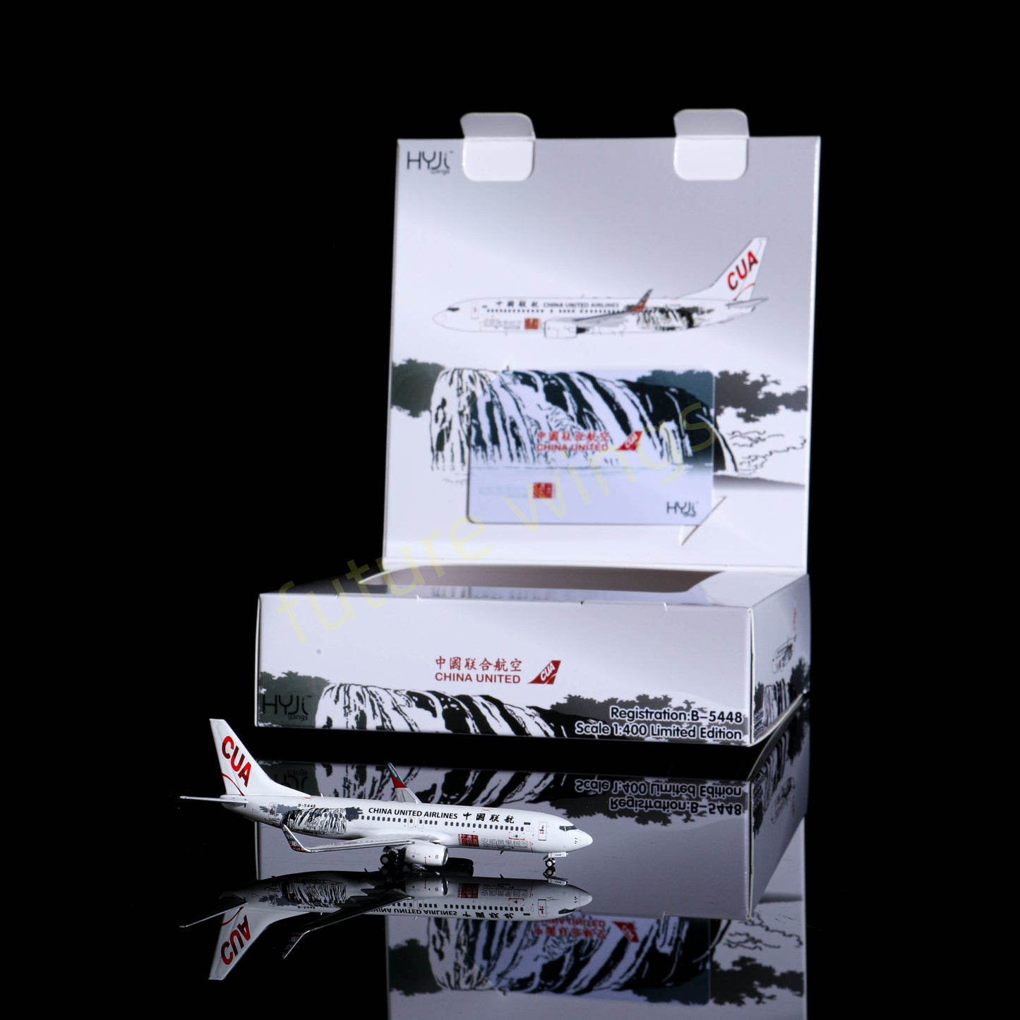 1:400 HYJL Wings China United Airlines B737-800 B-5448 Aircraft Model+Free Tractor