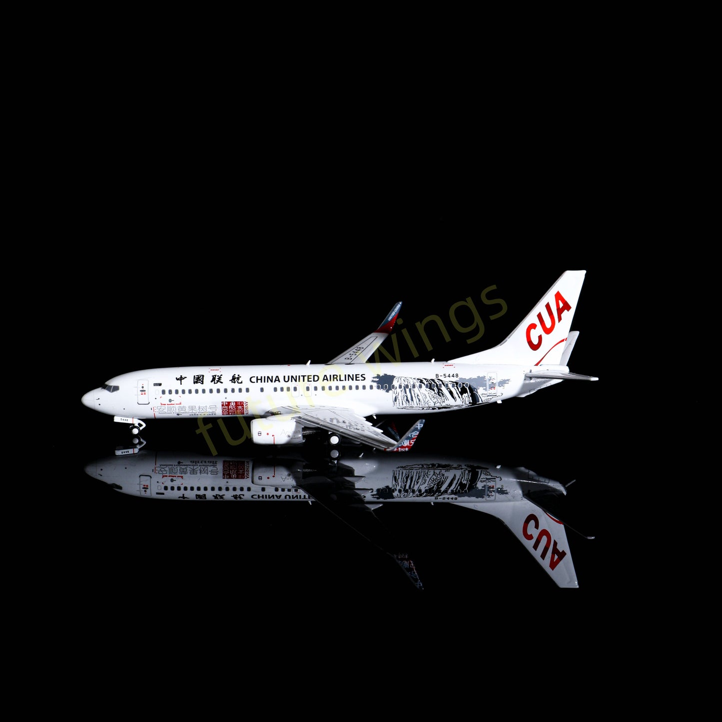 1:400 HYJL Wings China United Airlines B737-800 B-5448 Aircraft Model+Free Tractor