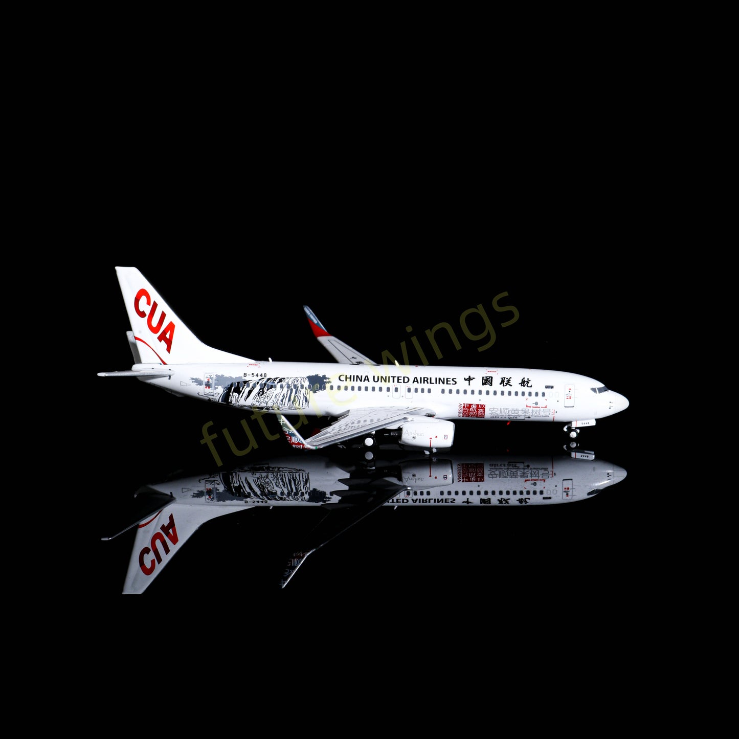 1:400 HYJL Wings China United Airlines B737-800 B-5448 Aircraft Model+Free Tractor