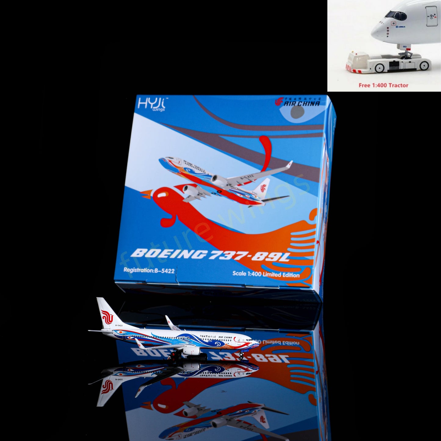 1:400 HYJL Wings Air China B737-800 B-5422 Aircraft Model+Free Tractor
