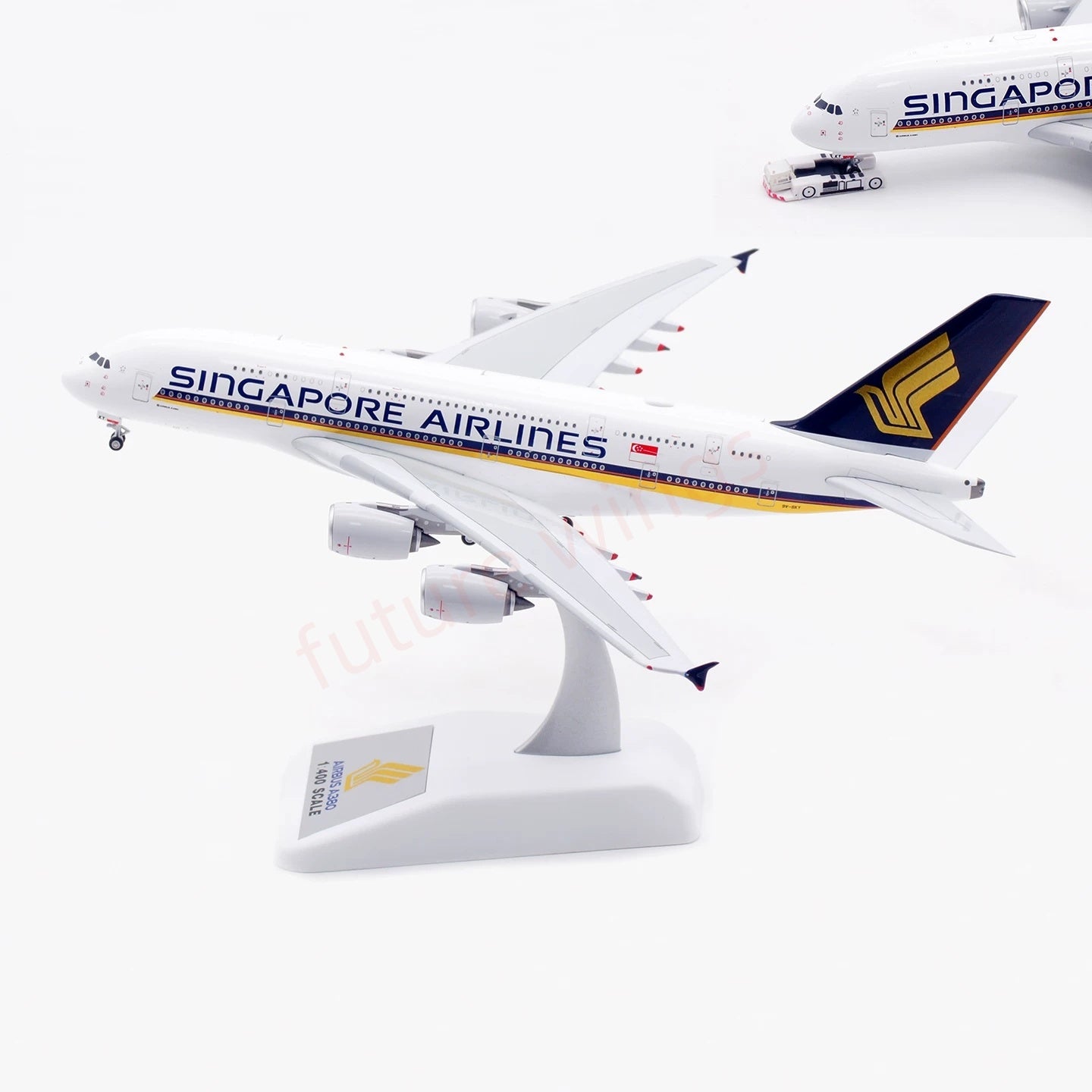 1:400 Aviation400 Singapore Airlines A380 9V-SKY Aircraft Model Free Tractor+Stand