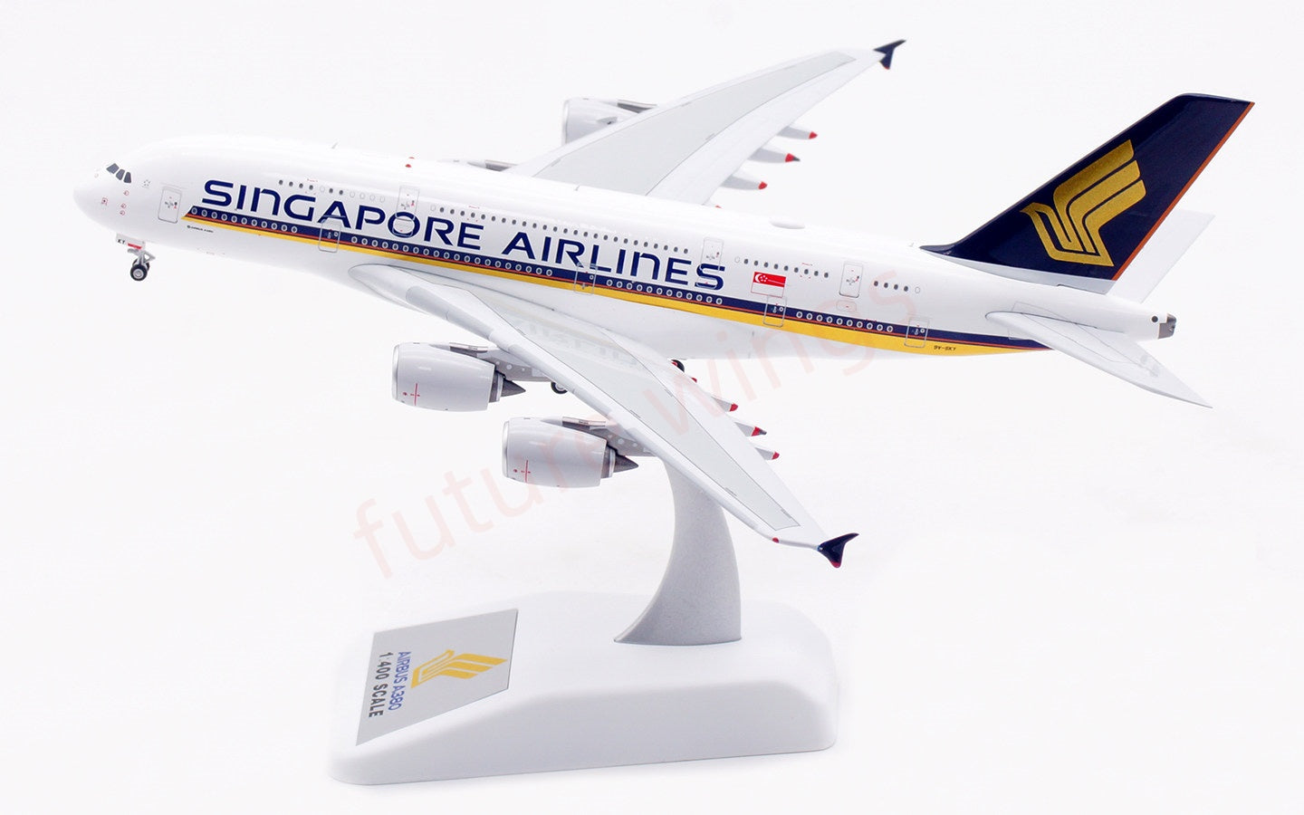 1:400 Aviation400 Singapore Airlines A380 9V-SKY Aircraft Model Free Tractor+Stand