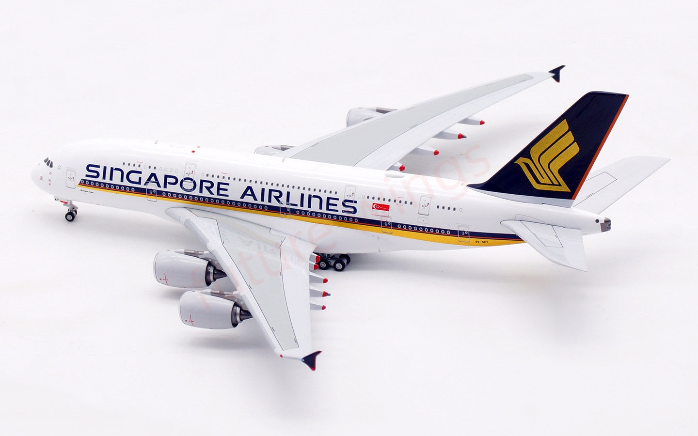 1:400 Aviation400 Singapore Airlines A380 9V-SKY Aircraft Model Free Tractor+Stand