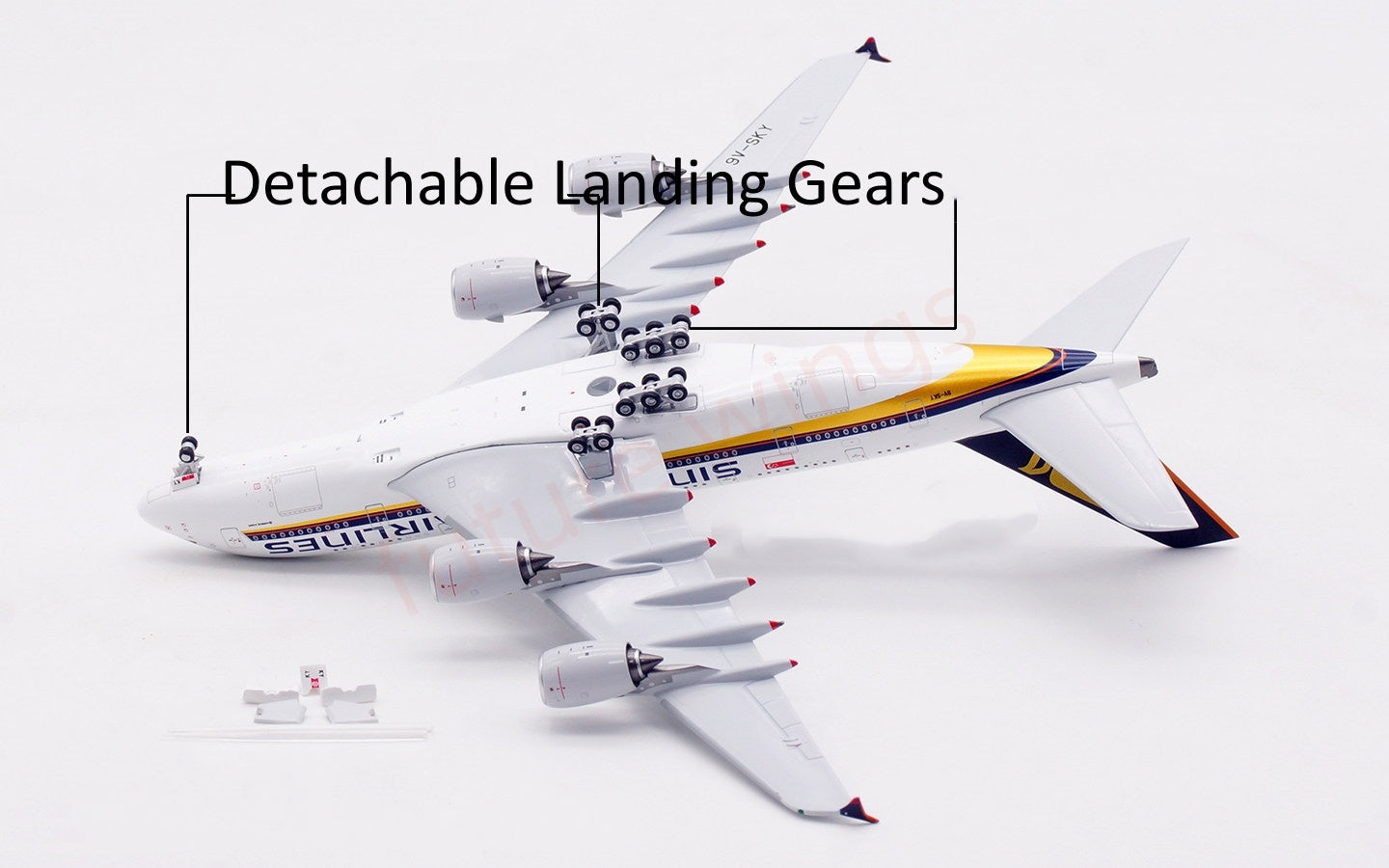 1:400 Aviation400 Singapore Airlines A380 9V-SKY Aircraft Model Free Tractor+Stand