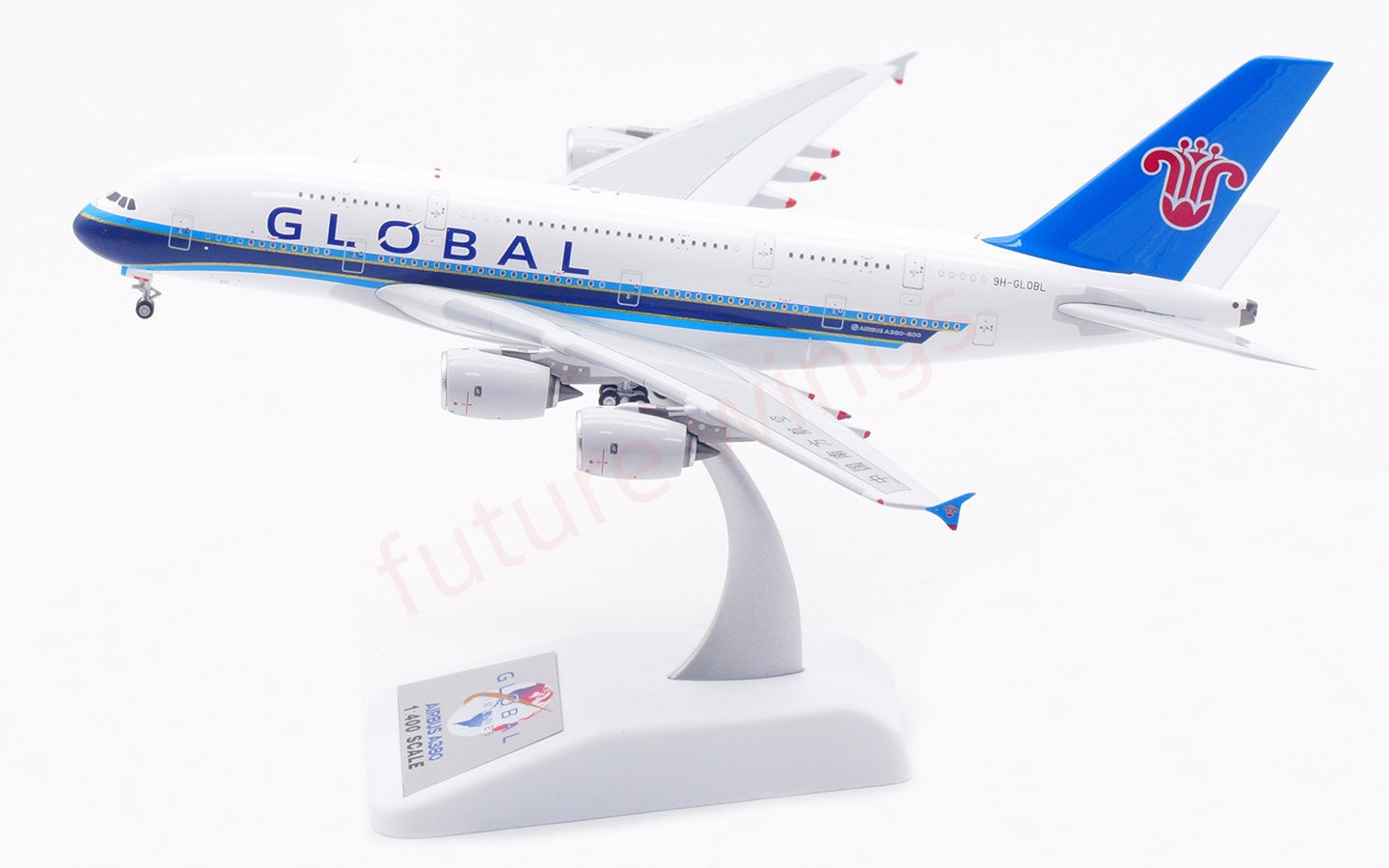 1:400 Aviation400 Global Airlines A380 9H-GLOBL Aircraft Model Free Tractor+Stand