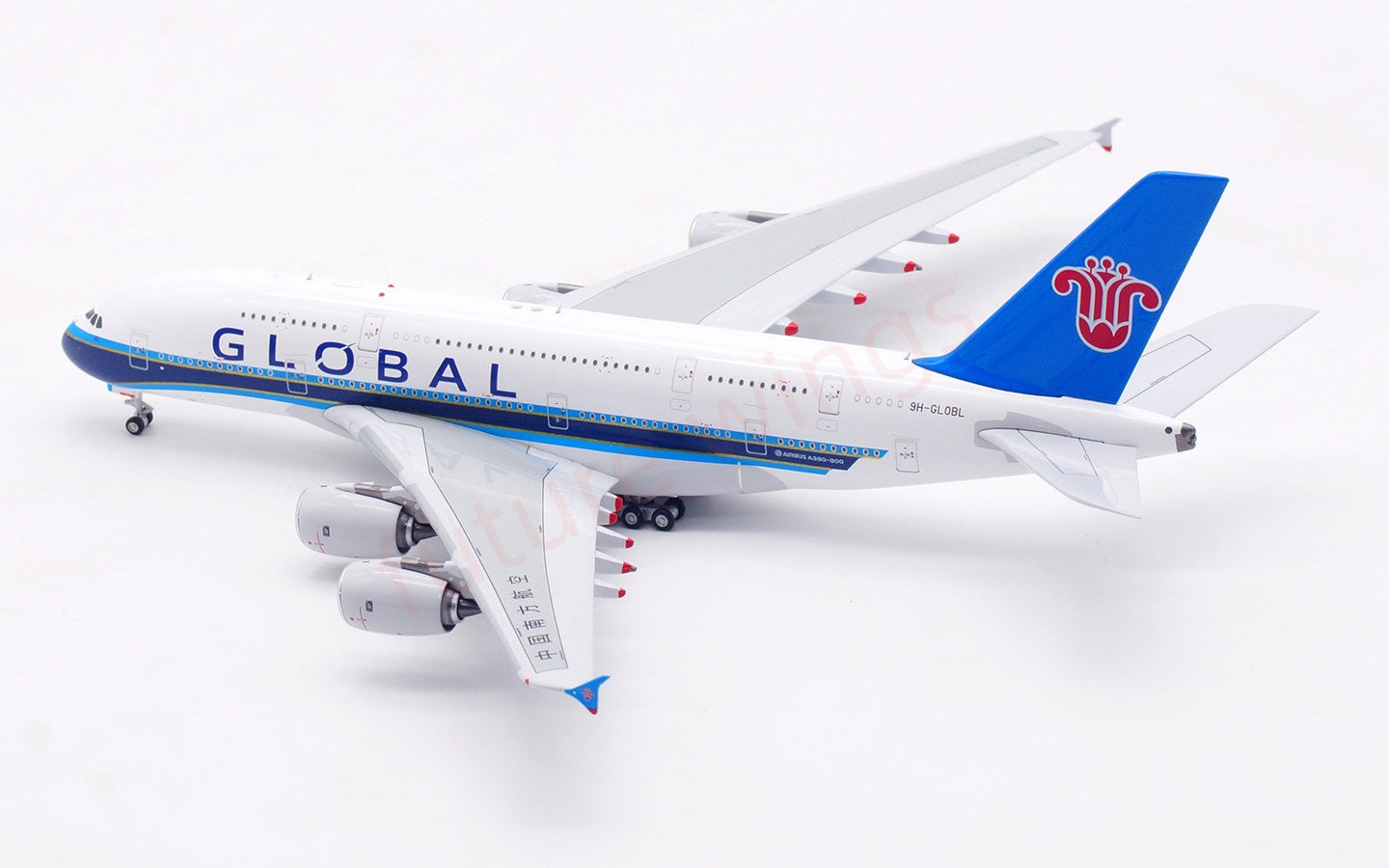 1:400 Aviation400 Global Airlines A380 9H-GLOBL Aircraft Model Free Tractor+Stand