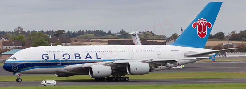 1:400 Aviation400 Global Airlines A380 9H-GLOBL Aircraft Model Free Tractor+Stand