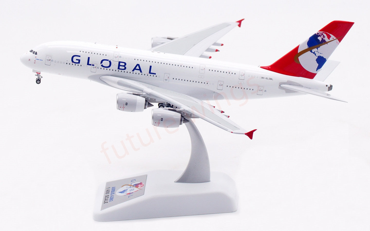 1:400 Aviation400 Global Airlines A380 9H-GLOBL Aircraft Model Free Tractor+Stand