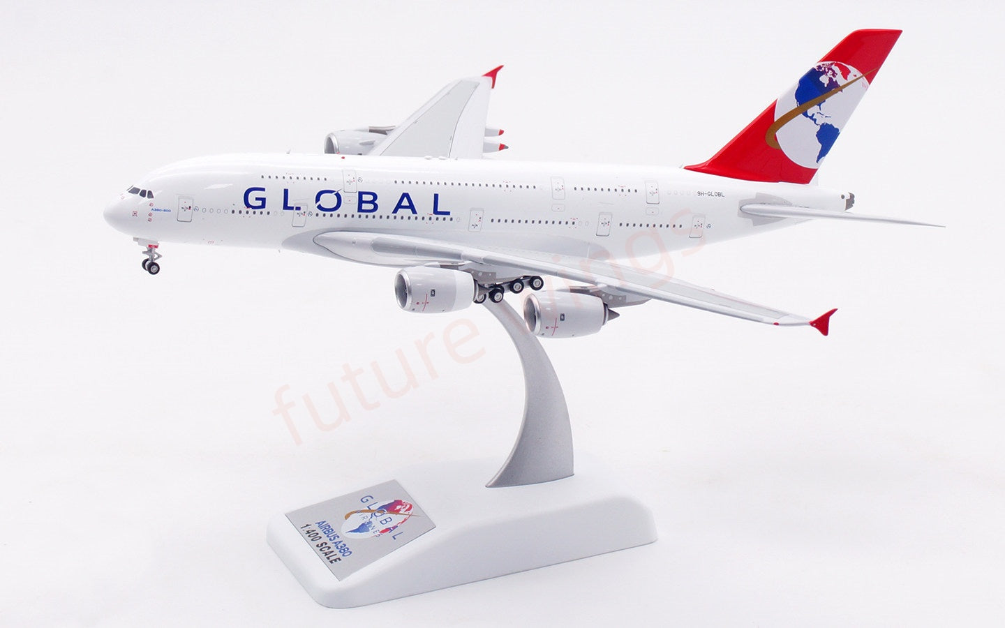 1:400 Aviation400 Global Airlines A380 9H-GLOBL Aircraft Model Free Tractor+Stand
