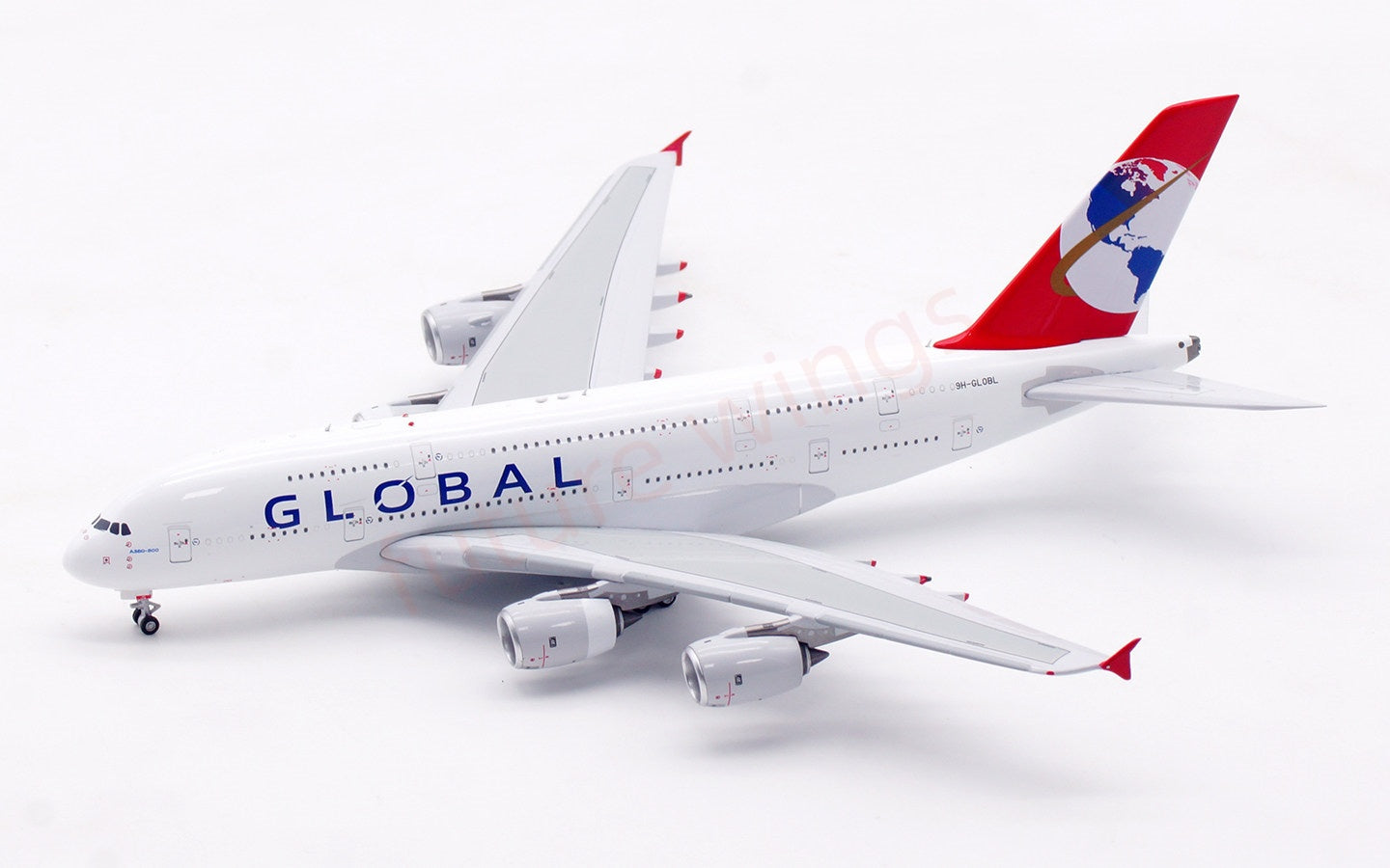 1:400 Aviation400 Global Airlines A380 9H-GLOBL Aircraft Model Free Tractor+Stand