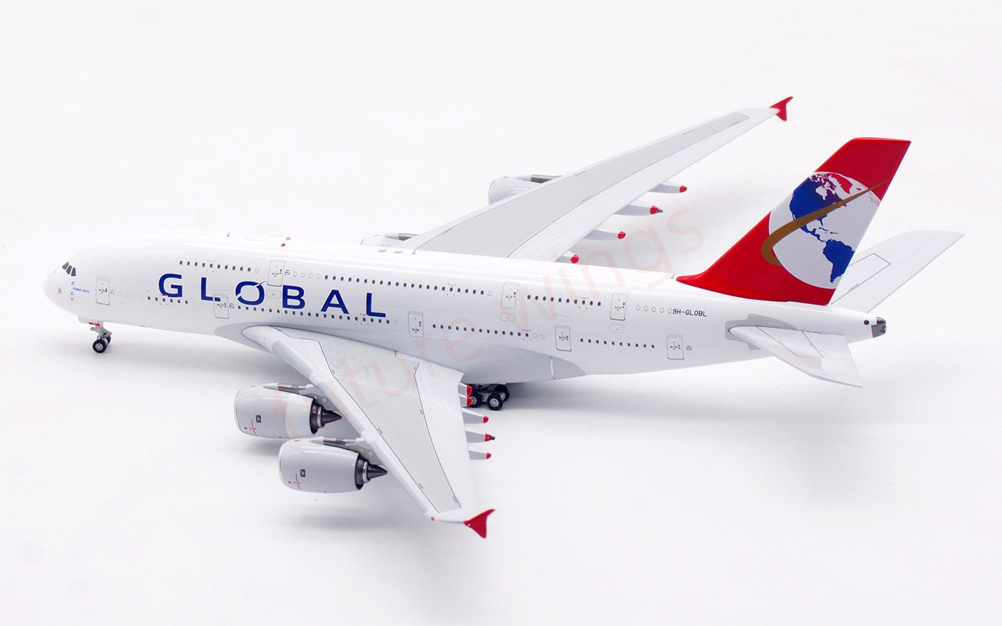 1:400 Aviation400 Global Airlines A380 9H-GLOBL Aircraft Model Free Tractor+Stand