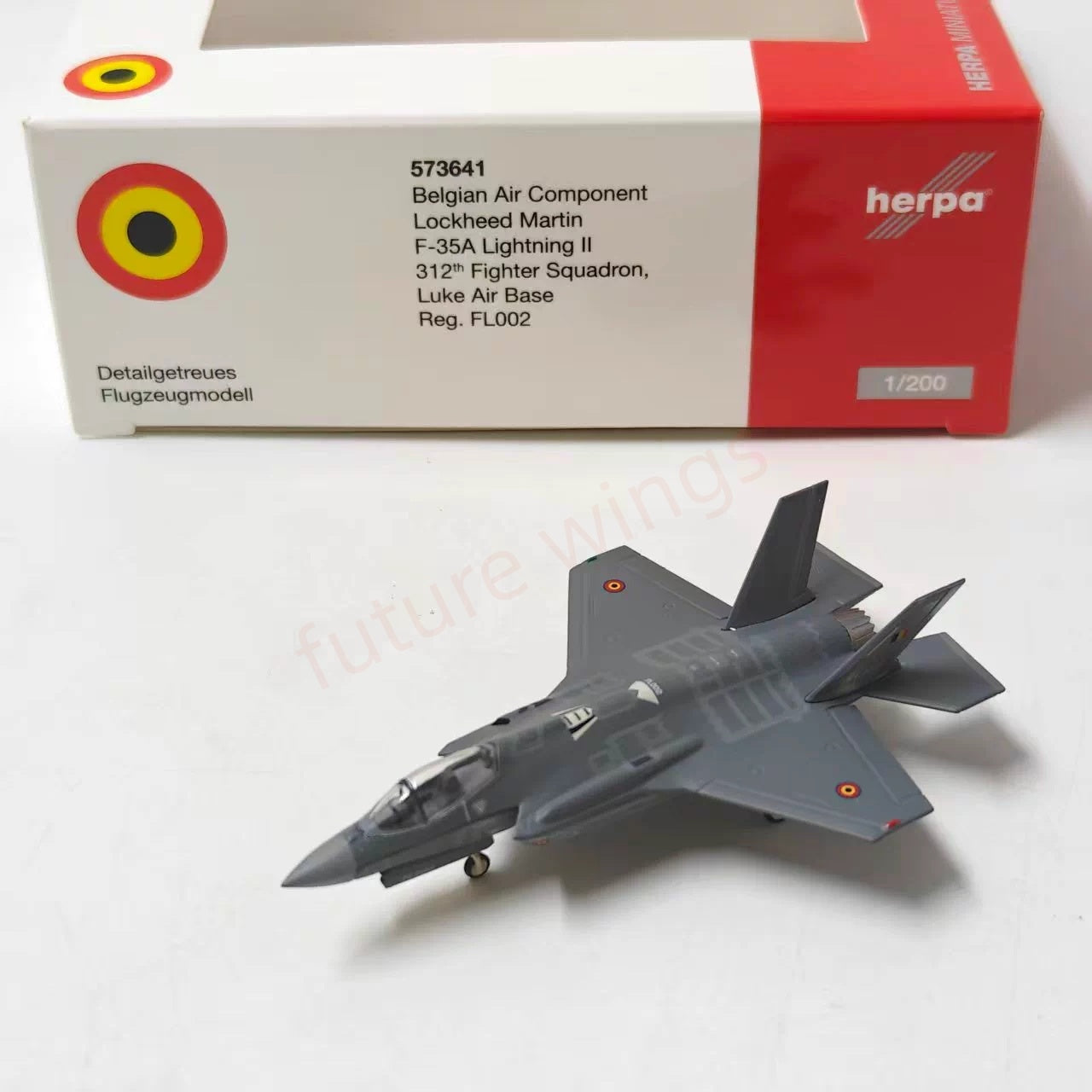 1:400 Herpa Wings 573641 Belgian Air Component F-35A Lightning II FL002 Diecast Airplane Model