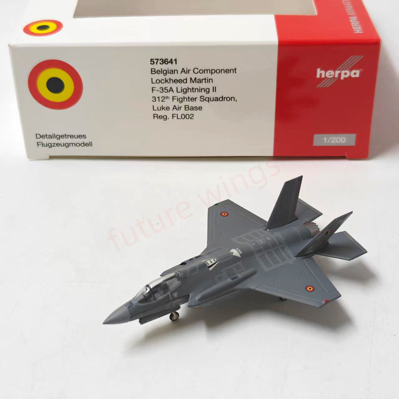 1:400 Herpa Wings 573641 Belgian Air Component F-35A Lightning II FL002 Diecast Airplane Model