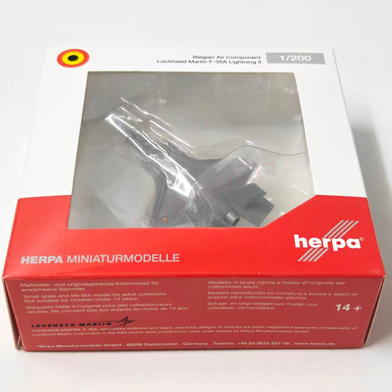1:400 Herpa Wings 573641 Belgian Air Component F-35A Lightning II FL002 Diecast Airplane Model