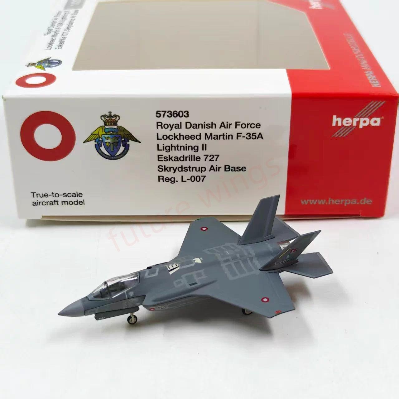 1:400 Herpa Wings 573603 Royal Danish Air Force F-35A Lightning II L-007 Diecast Airplane Model
