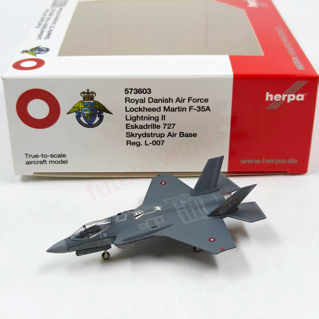 1:400 Herpa Wings 573603 Royal Danish Air Force F-35A Lightning II L-007 Diecast Airplane Model