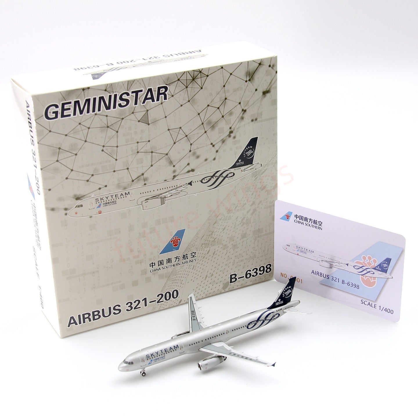 1:400 Geministar China Southern Airlines A321 B-6398 "SKYTEAM" Aircraft Model+Free Tractor