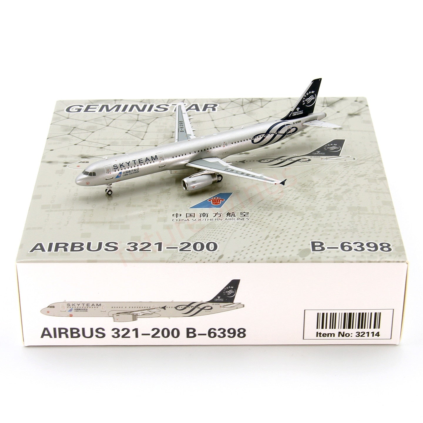 1:400 Geministar China Southern Airlines A321 B-6398 "SKYTEAM" Aircraft Model+Free Tractor