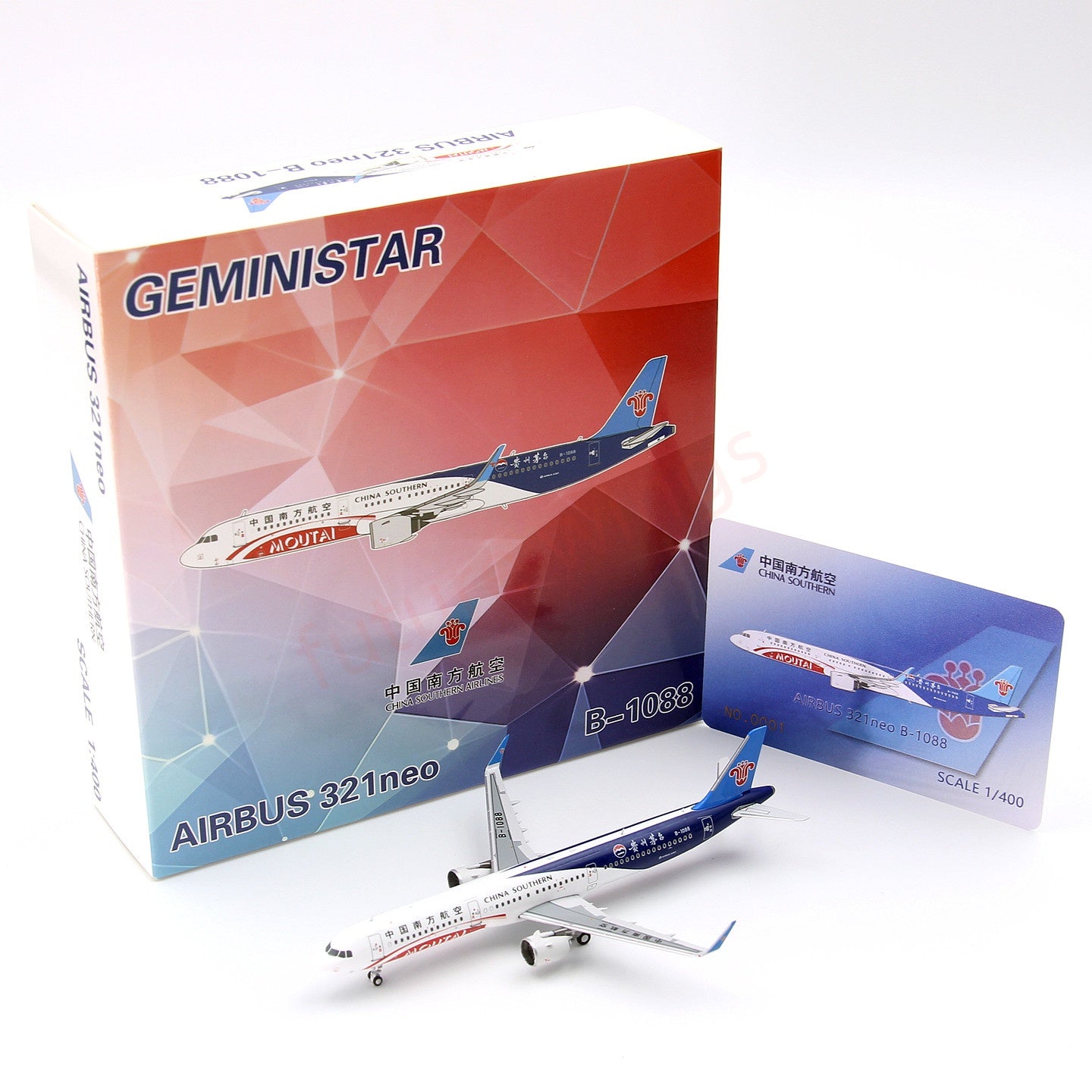 1:400 Geministar China Southern Airlines A321neo B-1088 "MaoTai" Aircraft Model+Free Tractor