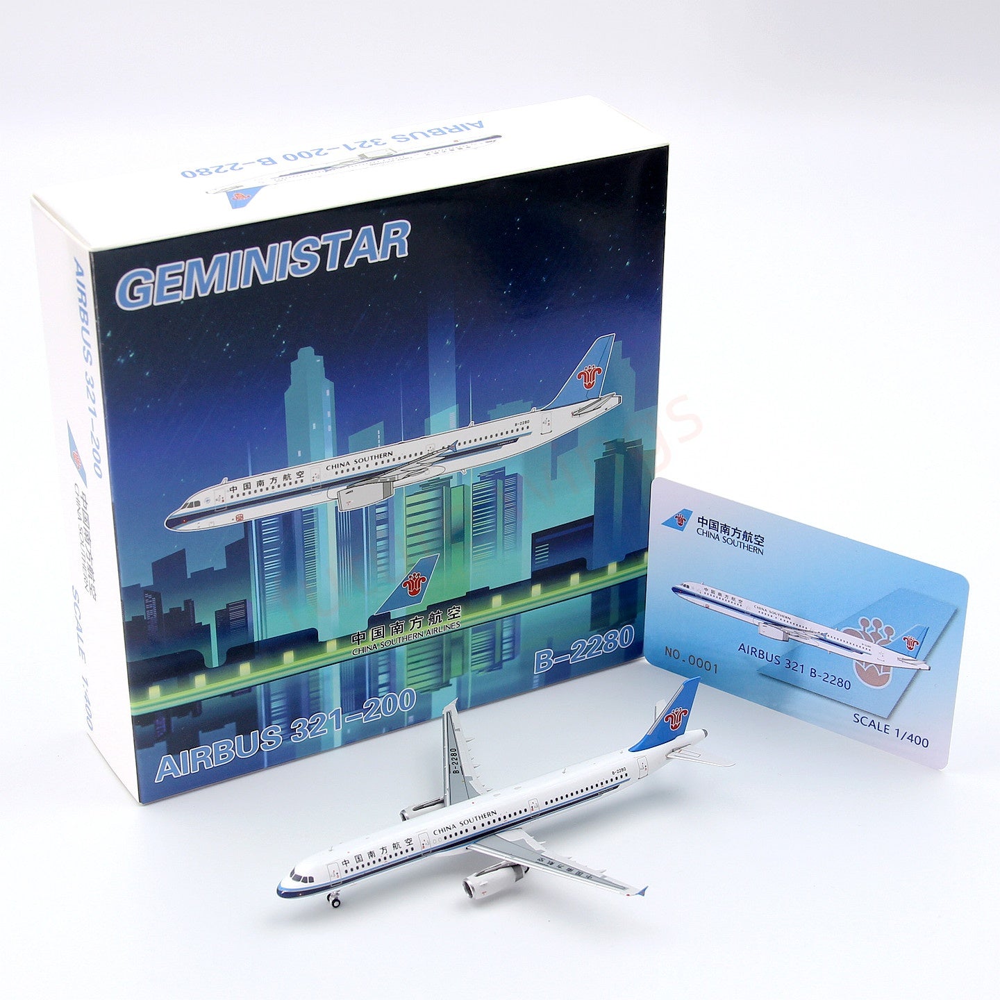 1:400 Geministar China Southern Airlines A321neo  B-2280 Aircraft Model+Free Tractor