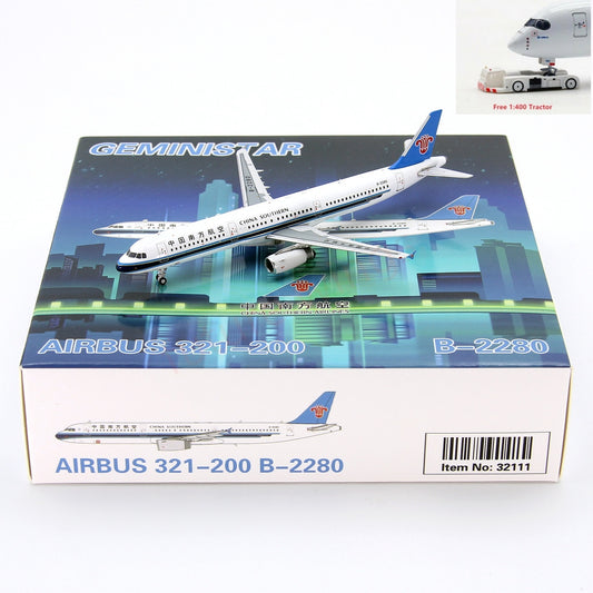 1:400 Geministar China Southern Airlines A321neo  B-2280 Aircraft Model+Free Tractor