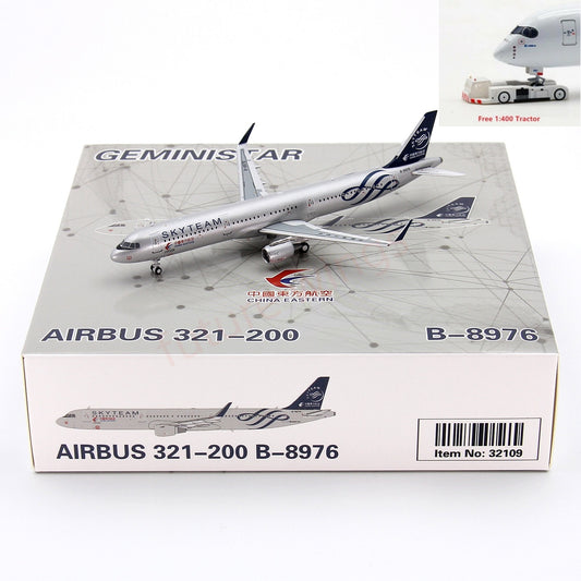 1:400 Geministar China Eastern Airlines A321 B-8976 “SKYTEAM”Aircraft Model+Free Tractor