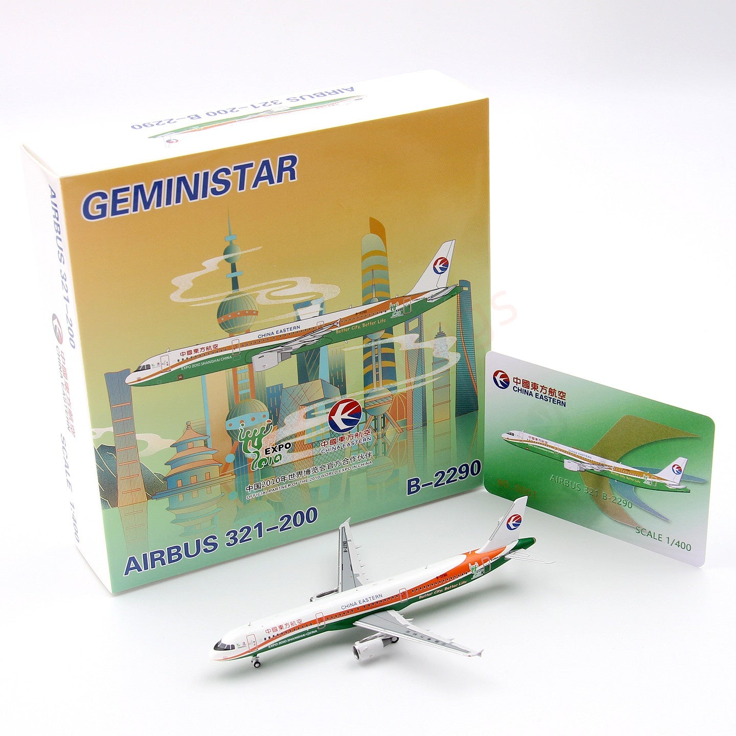 1:400 Geministar China Eastern Airlines A321 B-2290 Aircraft Model+Free Tractor