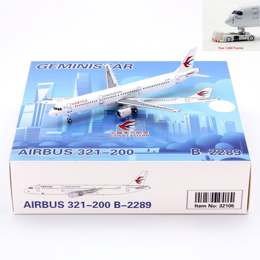 1:400 Geministar China Eastern Airlines A321 B-2289 Aircraft Model+Free Tractor