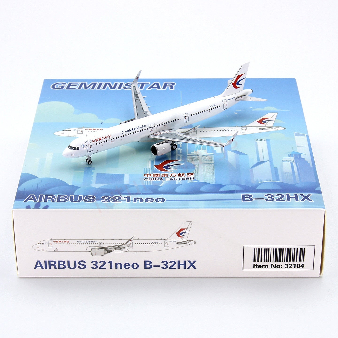1:400 Geministar China Eastern Airlines A321 B-32HX Aircraft Model+Free Tractor