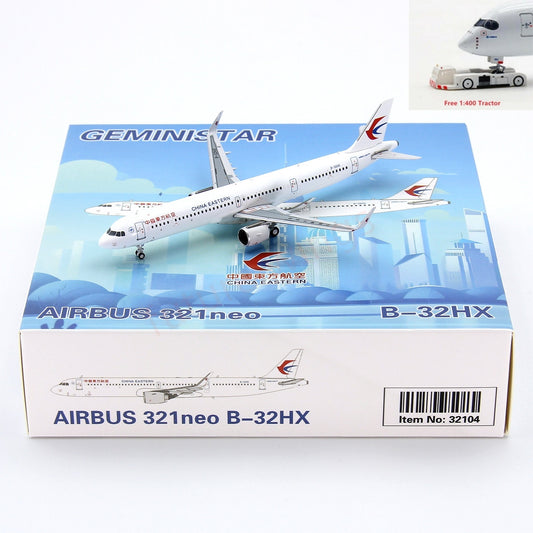 1:400 Geministar China Eastern Airlines A321 B-32HX Aircraft Model+Free Tractor