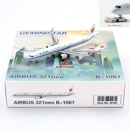 1:400 Geministar Air China A321 B-1067 Aircraft Model+Free Tractor