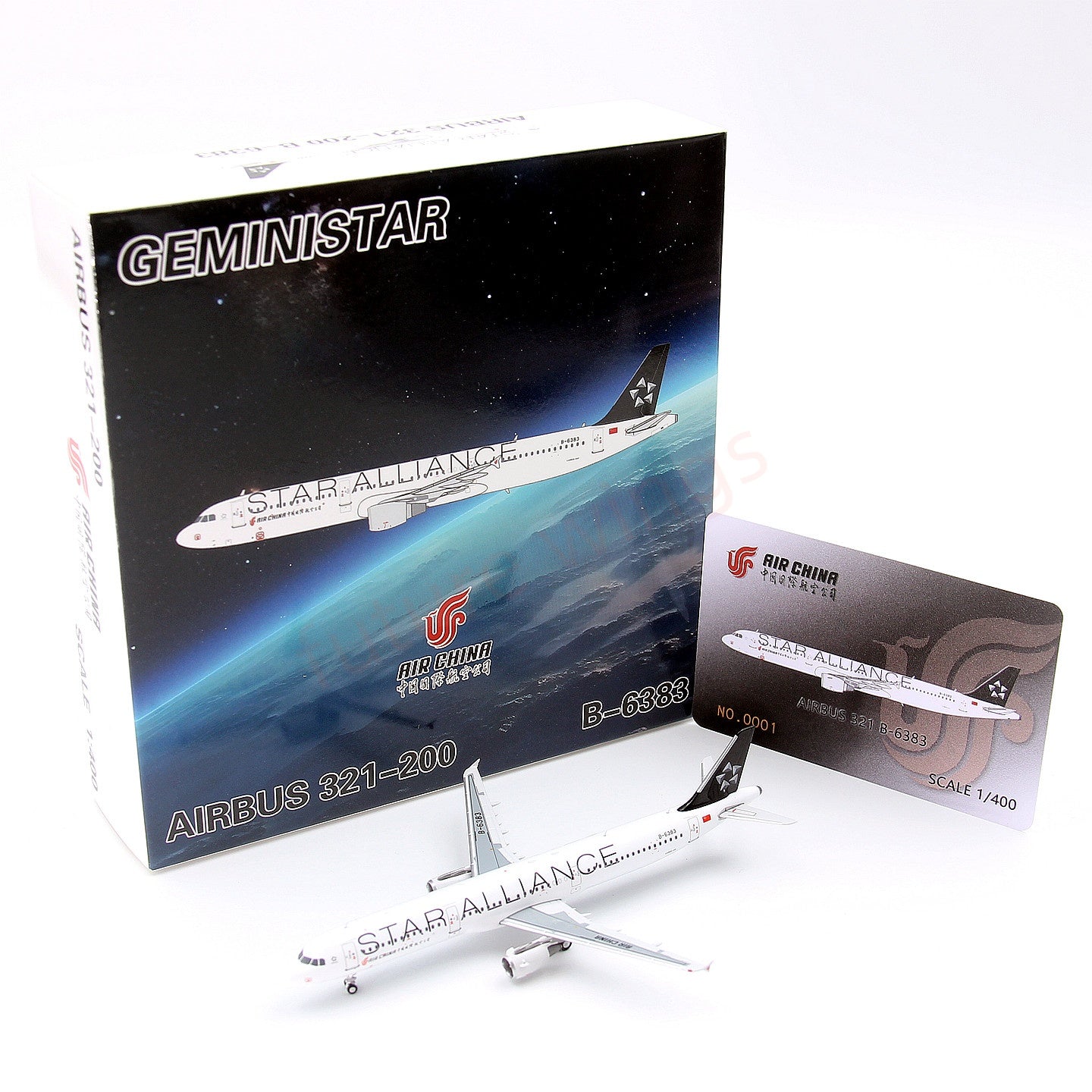 1:400 Geministar Air China A321 B-6383 “STAR ALLIANCE” Aircraft Model+Free Tractor