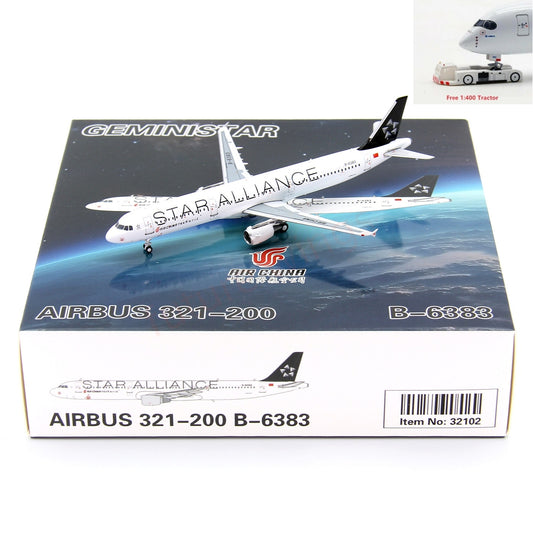 1:400 Geministar Air China A321 B-6383 “STAR ALLIANCE” Aircraft Model+Free Tractor