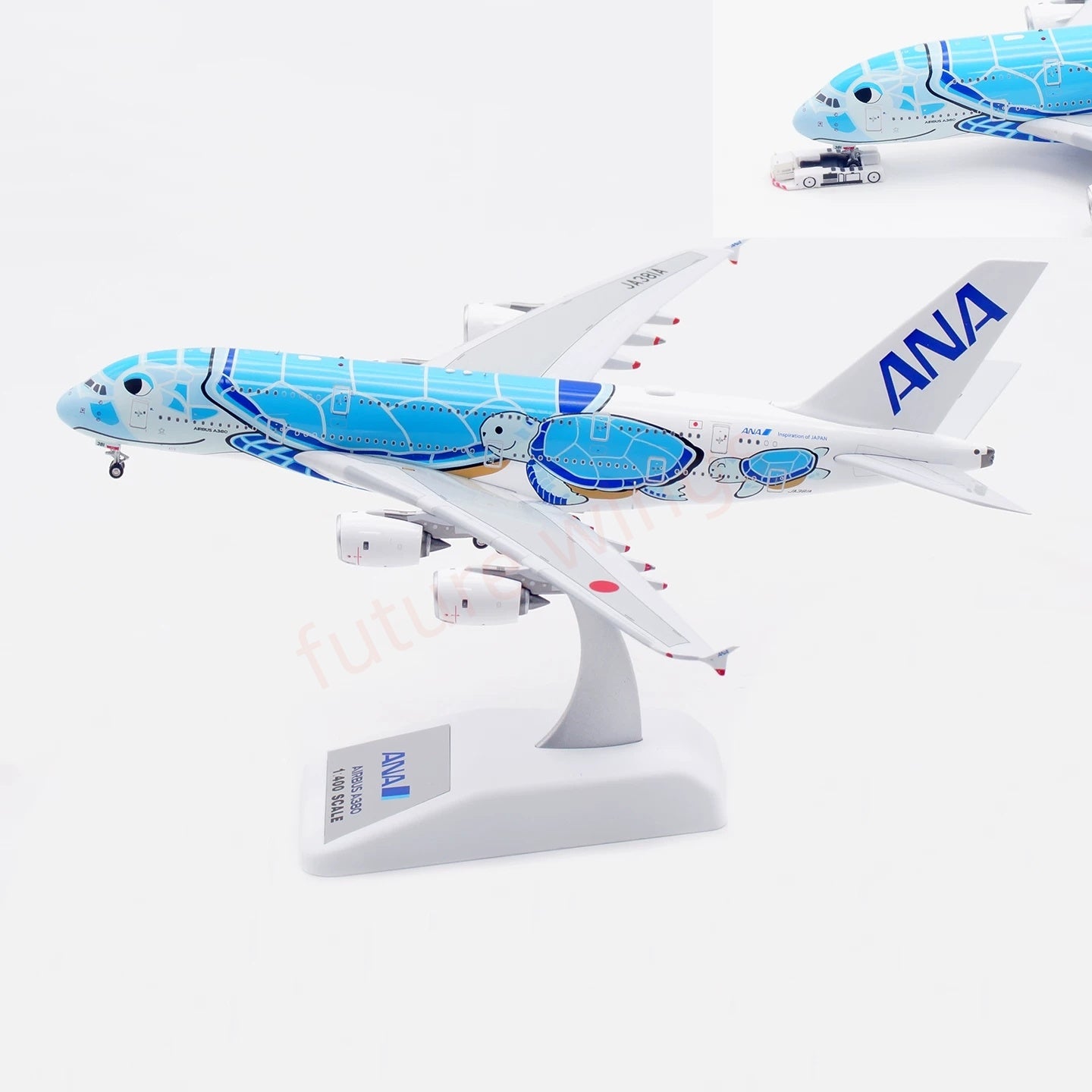 1:400 Aviation400 ANA A380 JA381A "Blue" Aircraft Model Free Tractor+Stand