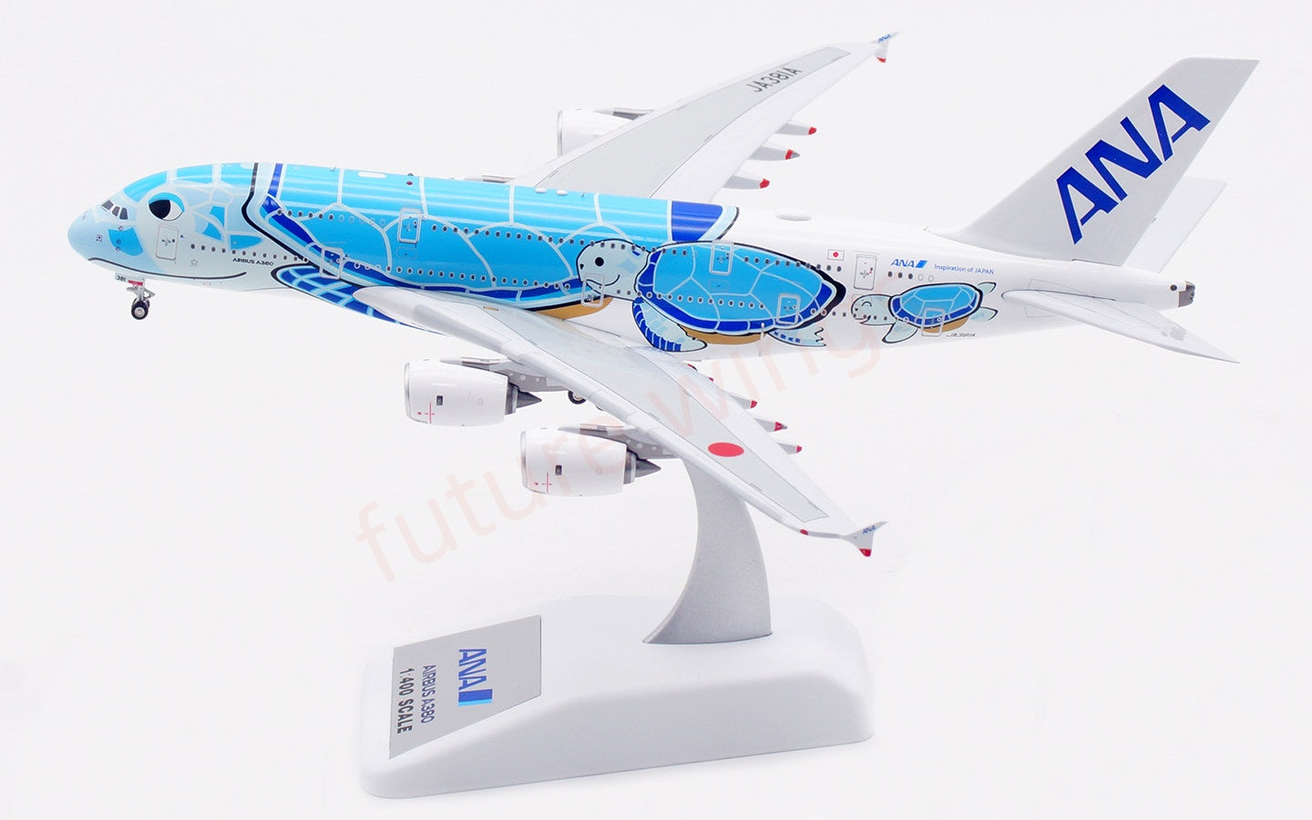 1:400 Aviation400 ANA A380 JA381A "Blue" Aircraft Model Free Tractor+Stand