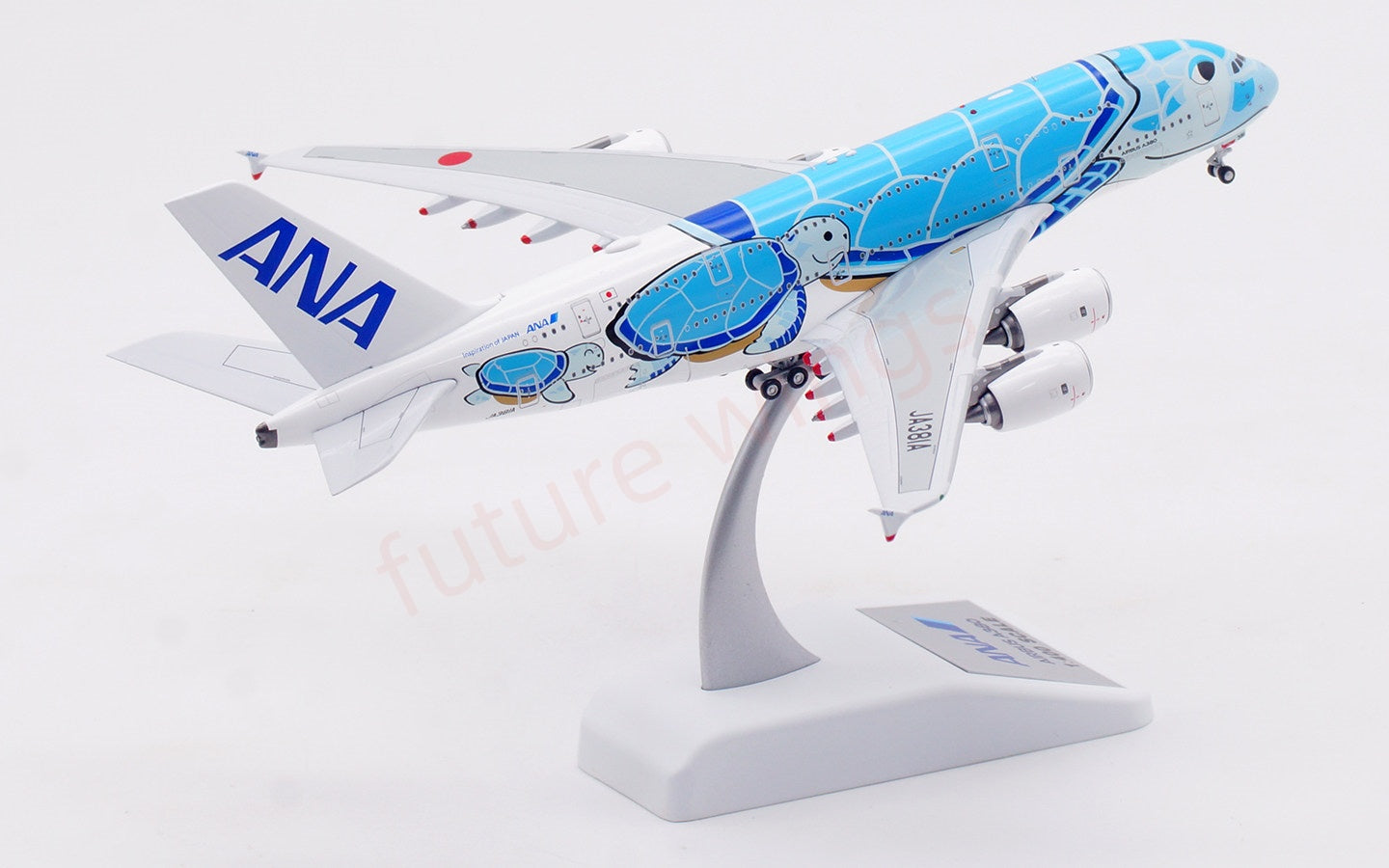 1:400 Aviation400 ANA A380 JA381A "Blue" Aircraft Model Free Tractor+Stand