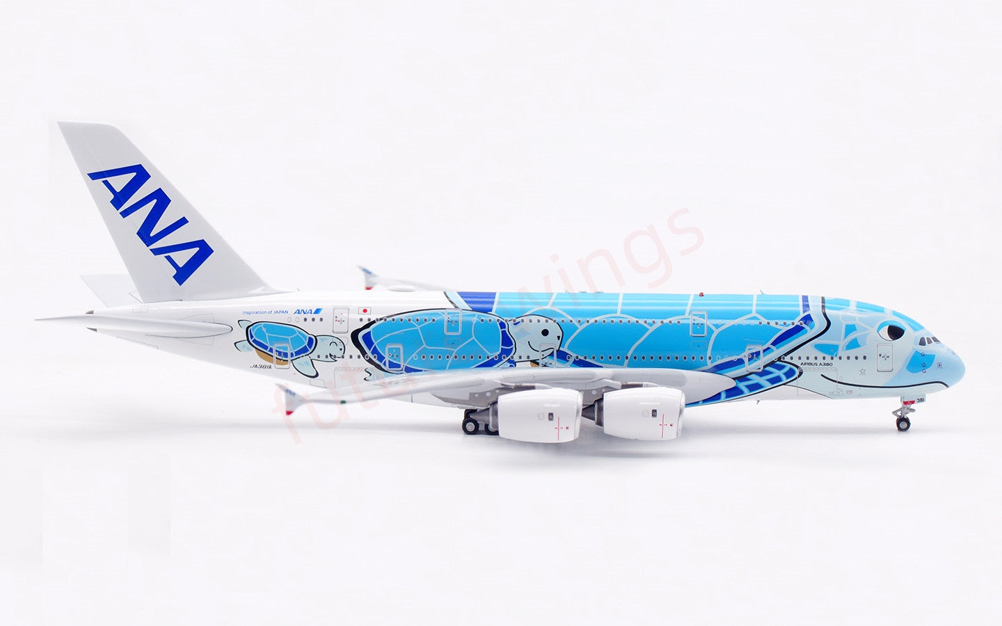 1:400 Aviation400 ANA A380 JA381A "Blue" Aircraft Model Free Tractor+Stand