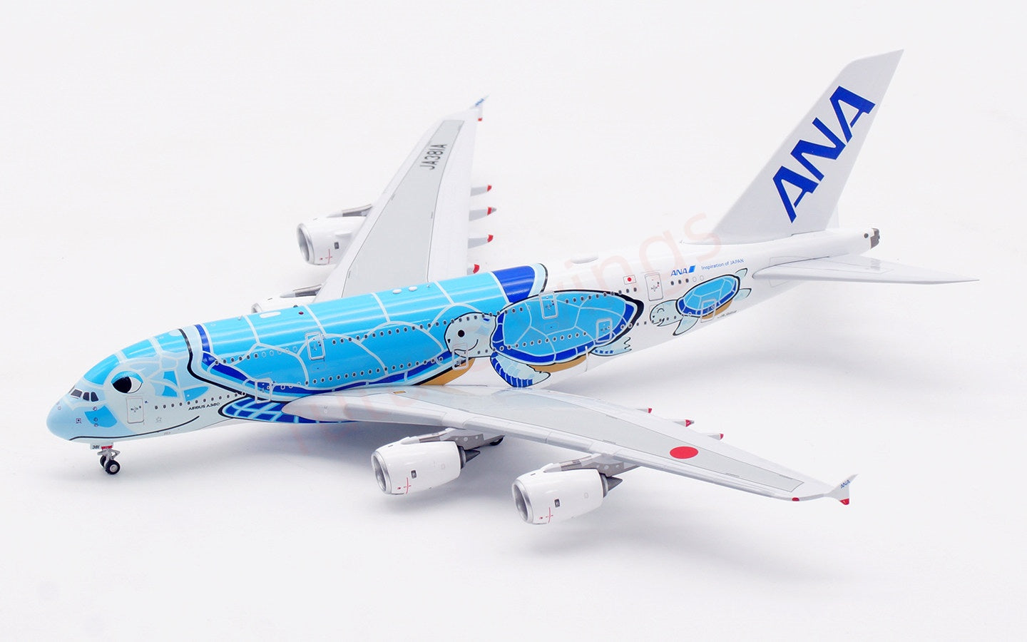 1:400 Aviation400 ANA A380 JA381A "Blue" Aircraft Model Free Tractor+Stand