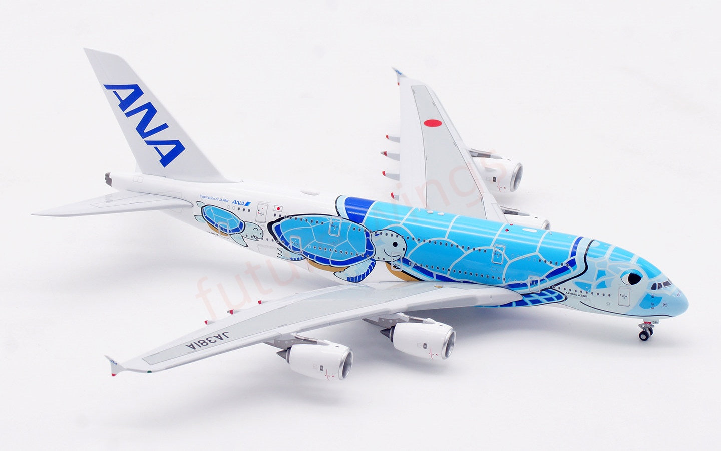 1:400 Aviation400 ANA A380 JA381A "Blue" Aircraft Model Free Tractor+Stand