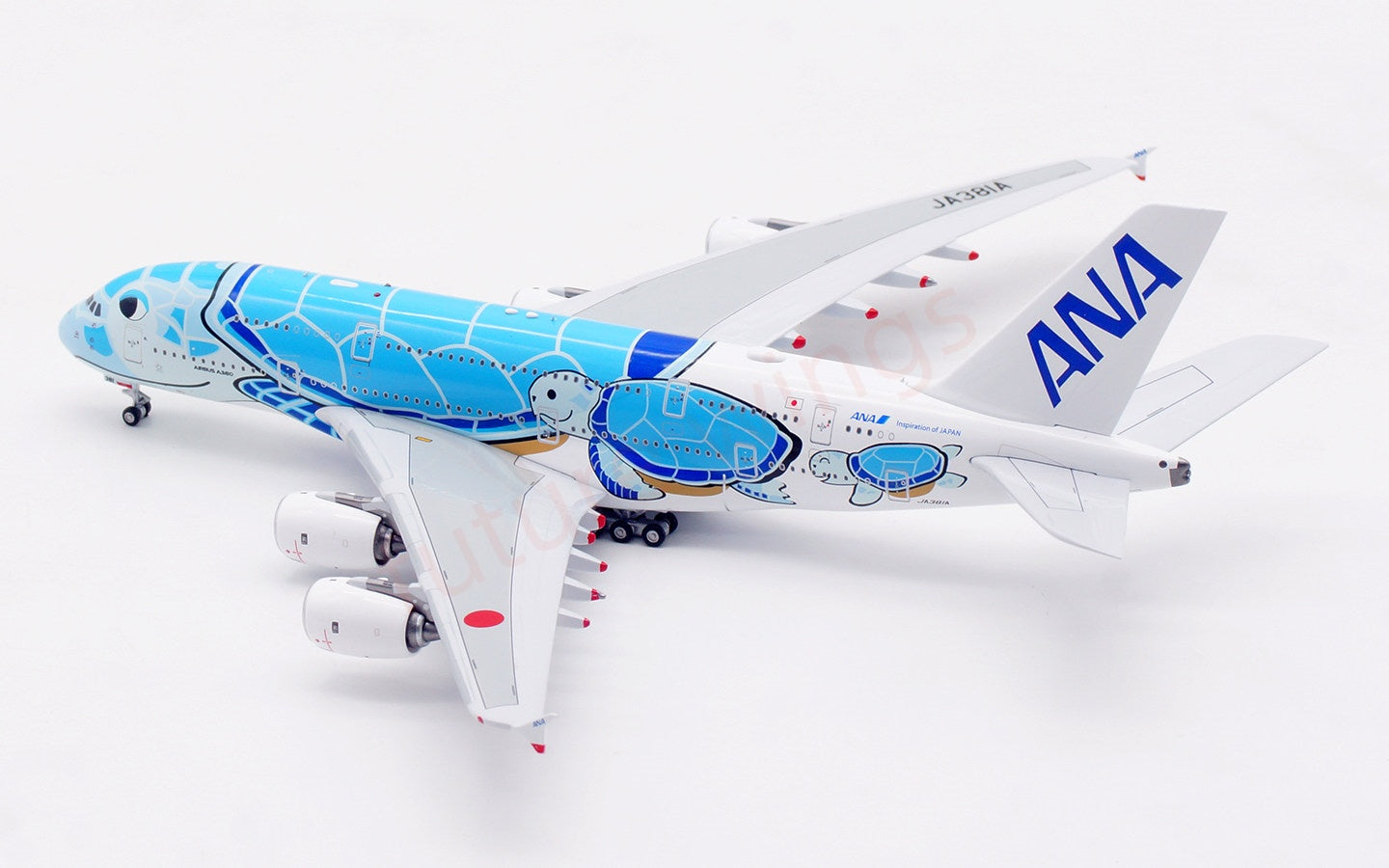 1:400 Aviation400 ANA A380 JA381A "Blue" Aircraft Model Free Tractor+Stand