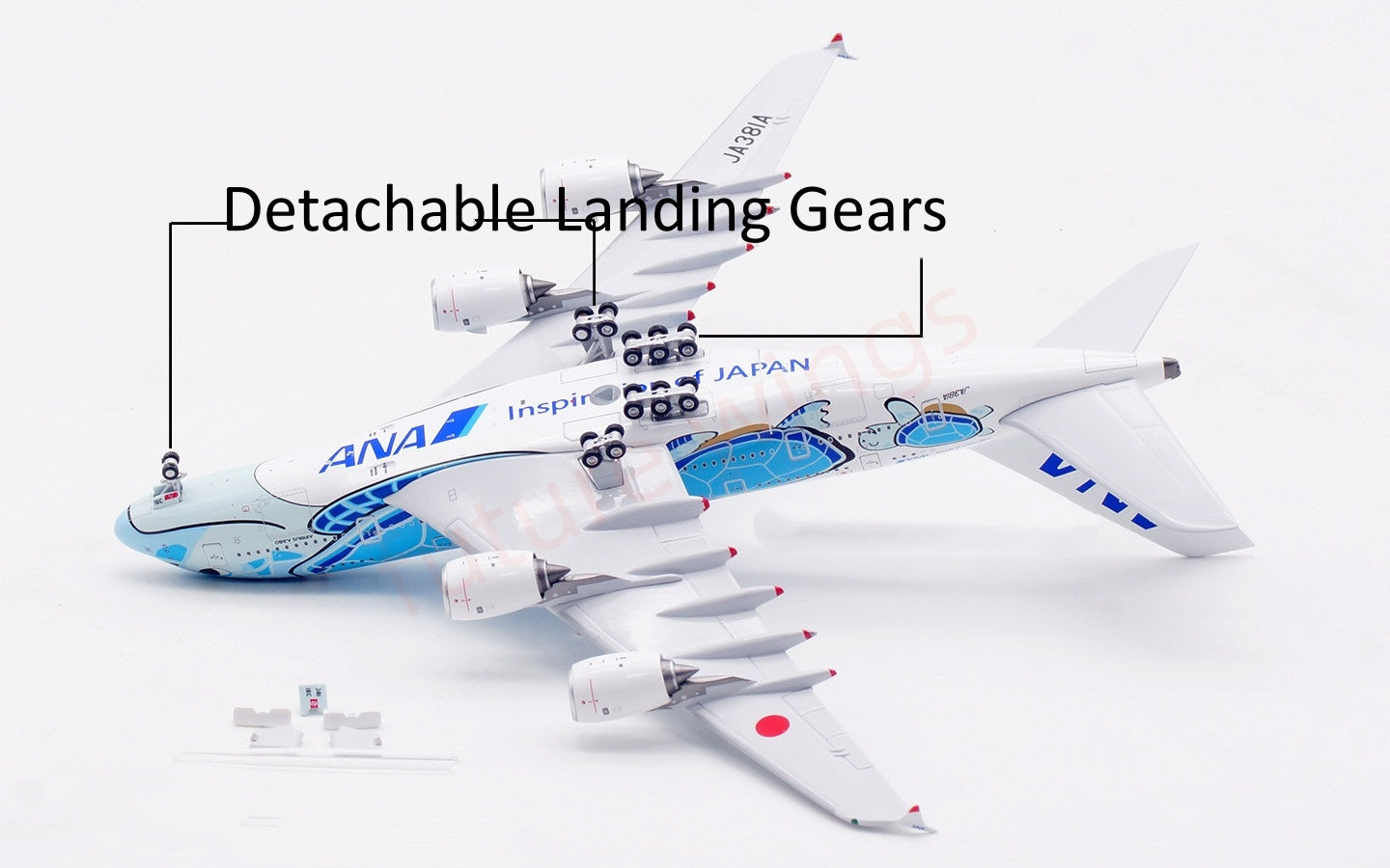 1:400 Aviation400 ANA A380 JA381A "Blue" Aircraft Model Free Tractor+Stand