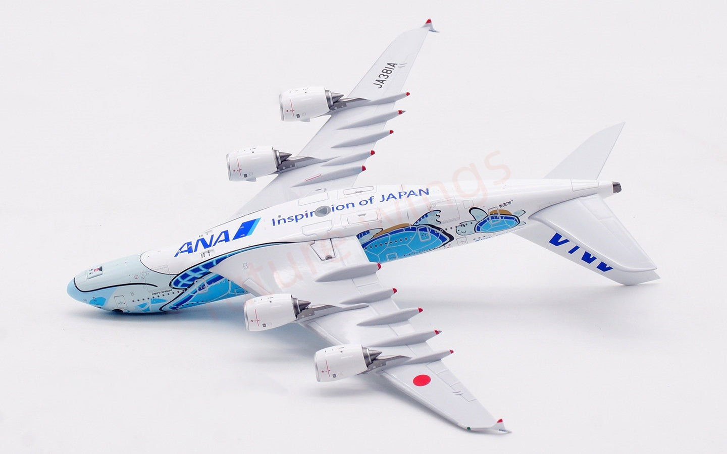 1:400 Aviation400 ANA A380 JA381A "Blue" Aircraft Model Free Tractor+Stand
