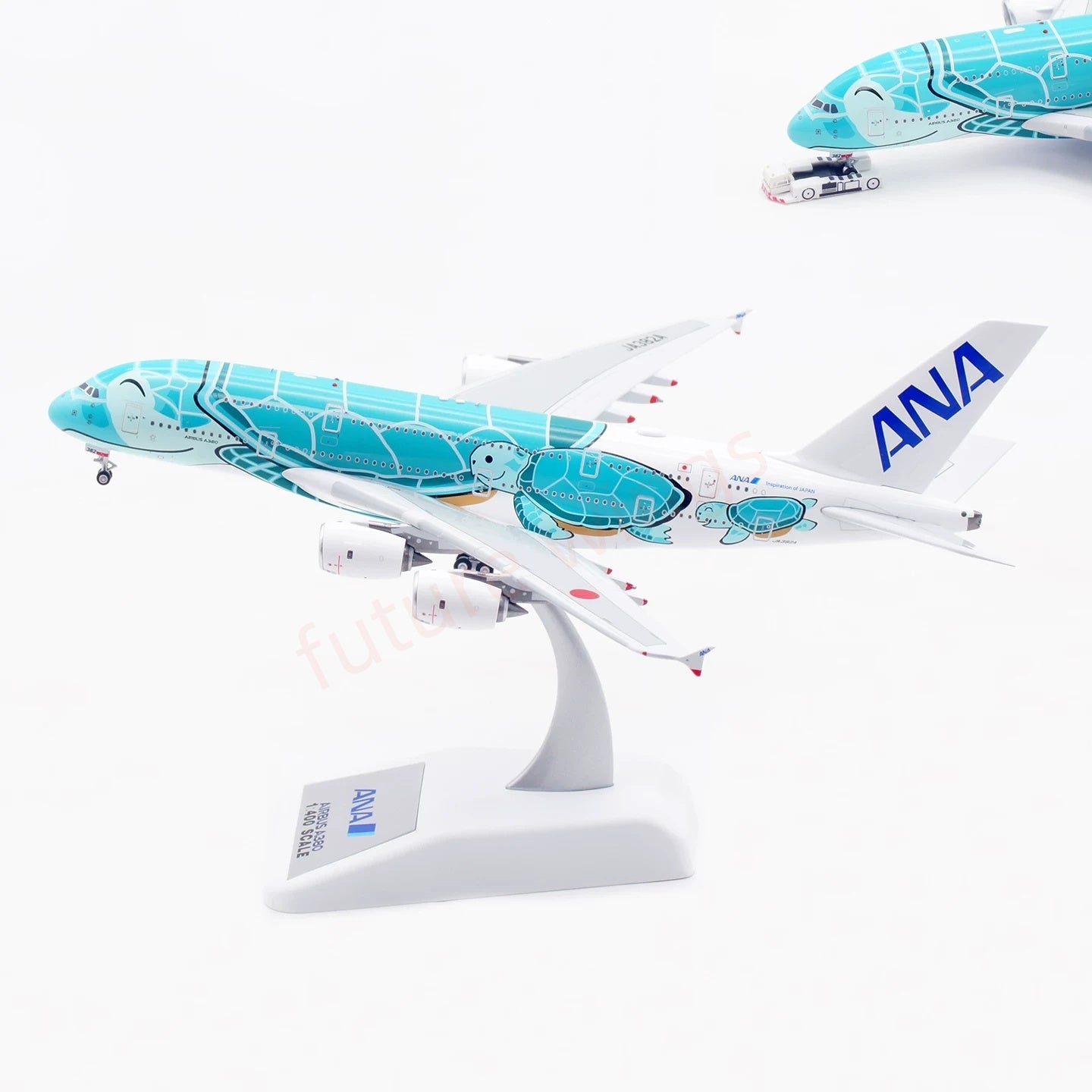 1:400 Aviation400 ANA A380 JA382A "Green" Aircraft Model Free Tractor+Stand