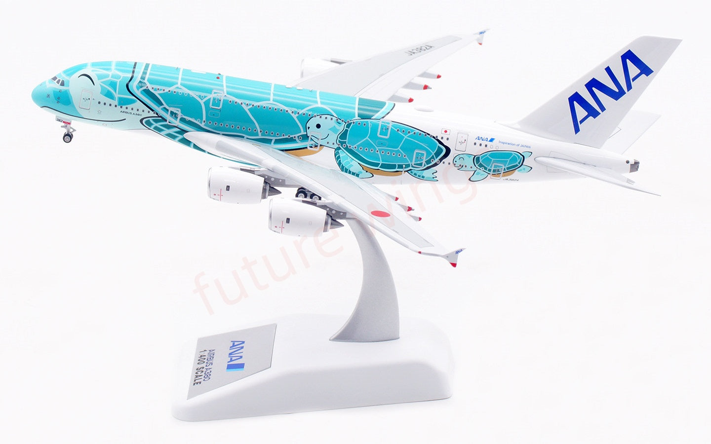 1:400 Aviation400 ANA A380 JA382A "Green" Aircraft Model Free Tractor+Stand