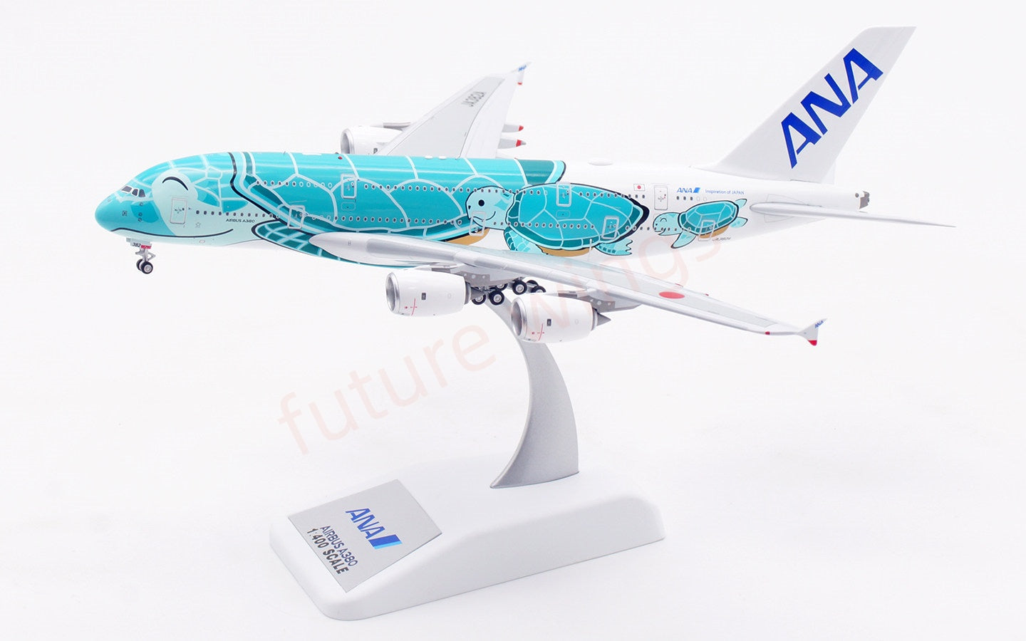 1:400 Aviation400 ANA A380 JA382A "Green" Aircraft Model Free Tractor+Stand