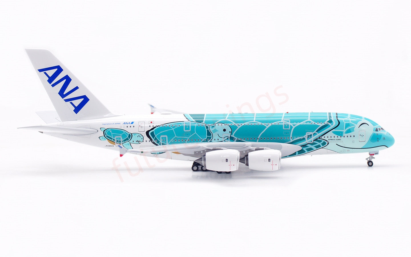 1:400 Aviation400 ANA A380 JA382A "Green" Aircraft Model Free Tractor+Stand