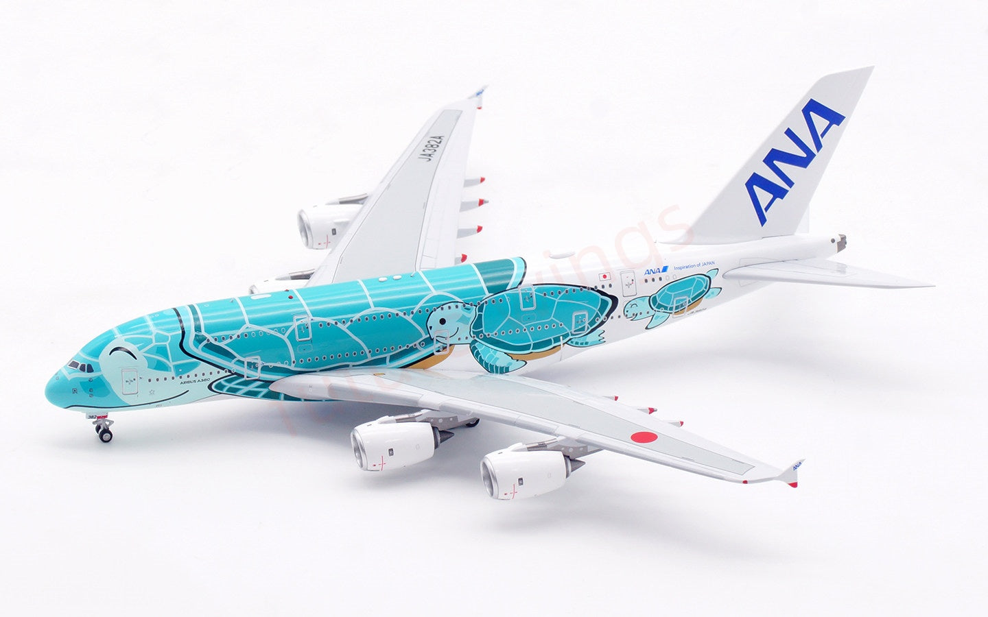 1:400 Aviation400 ANA A380 JA382A "Green" Aircraft Model Free Tractor+Stand
