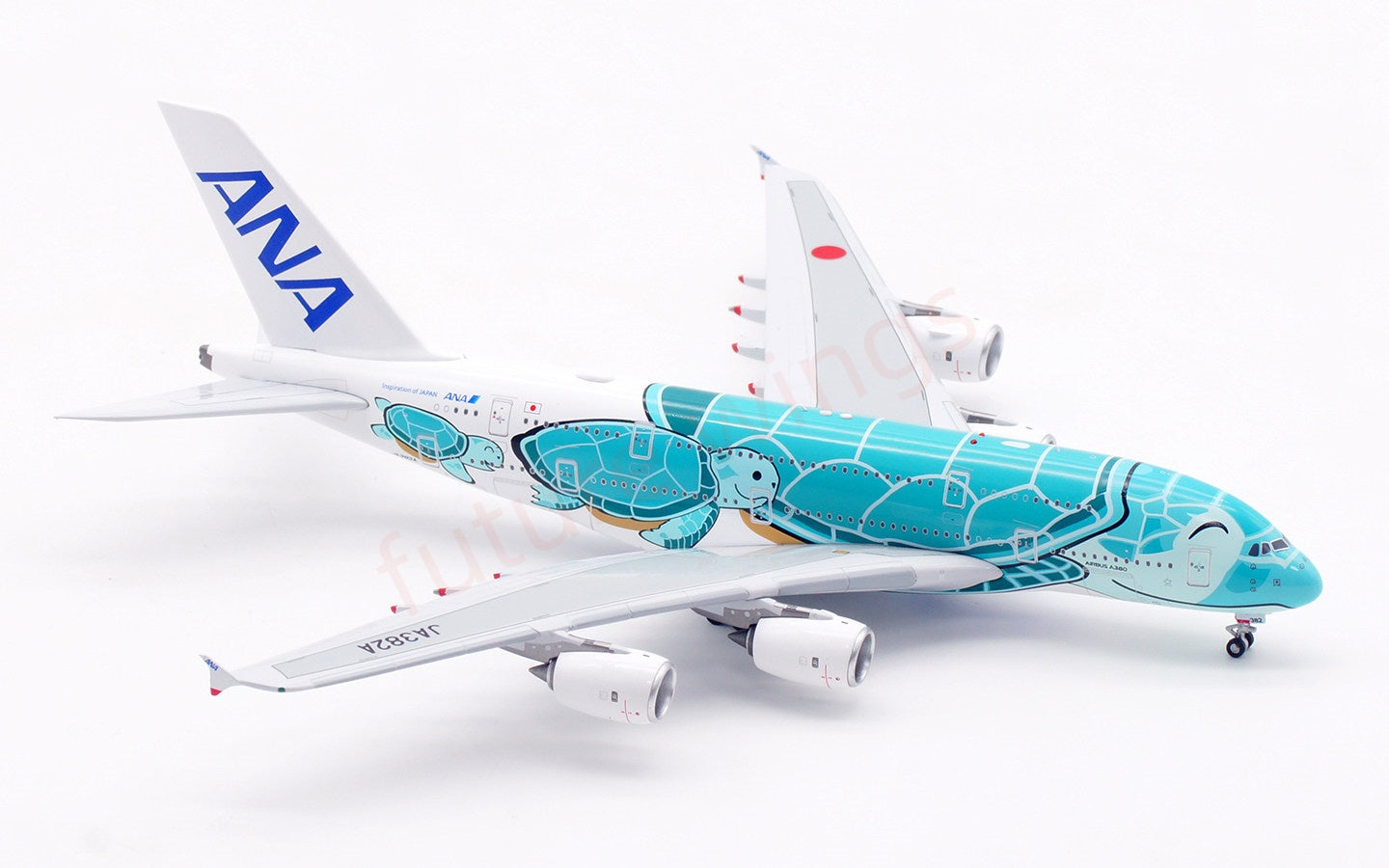 1:400 Aviation400 ANA A380 JA382A "Green" Aircraft Model Free Tractor+Stand