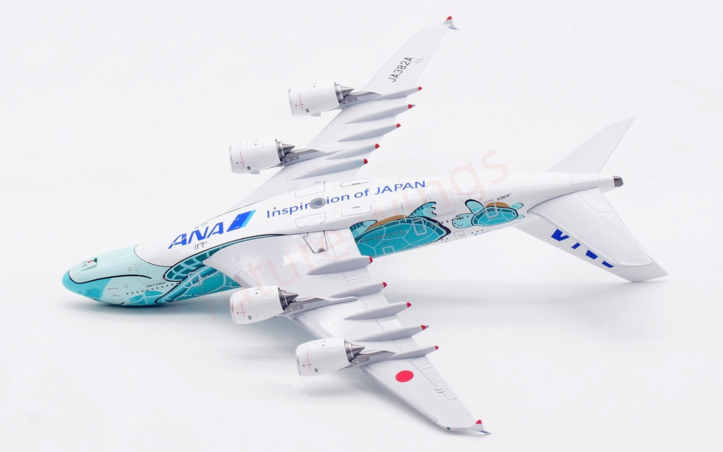 1:400 Aviation400 ANA A380 JA382A "Green" Aircraft Model Free Tractor+Stand