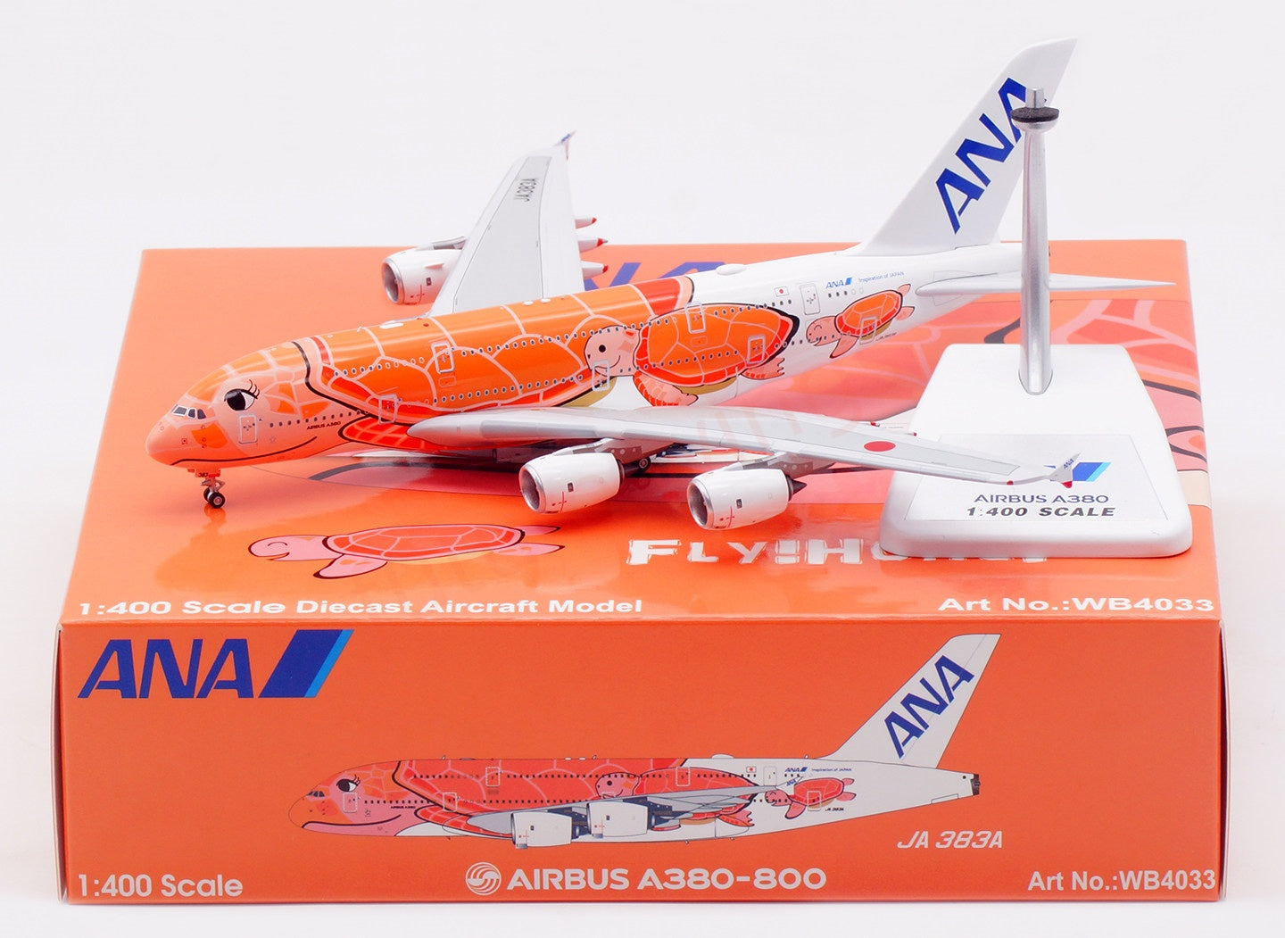 1:400 Aviation400 ANA A380 JA383A "Orange" Aircraft Model Free Tractor+Stand